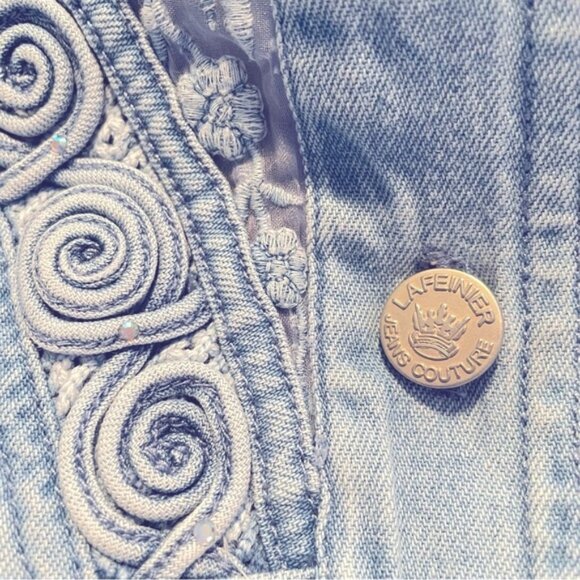 Plus Size Denim Dress Coastal Cowgirl Country Embroidered Blue Jean Button Sz 3X - Picture 8 of 15